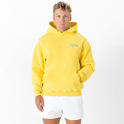 OVERSIZED LUX HOODIE "LOVE SEEING YOU HAPPY" - YELLOW / BLUE