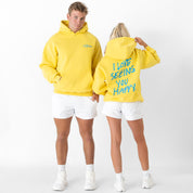 OVERSIZED LUX HOODIE "LOVE SEEING YOU HAPPY" - YELLOW / BLUE