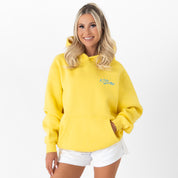 OVERSIZED LUX HOODIE "LOVE SEEING YOU HAPPY" - YELLOW / BLUE