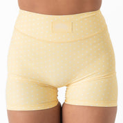 MID RISE SCRUNCH BIKER SHORT POLKA DOT  - YELLOW / WHITE