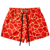 MUAY THAI SHORTS (MID THIGH CUT) - RED GIRAFFE