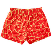 MUAY THAI SHORTS (MID THIGH CUT) - RED GIRAFFE