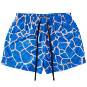 MUAY THAI SHORTS (MID THIGH CUT) - BLUE GIRAFFE
