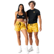 MUAY THAI SHORTS (MID THIGH CUT) - YELLOW GIRAFFE