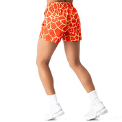 MUAY THAI SHORTS (MID THIGH CUT) - RED GIRAFFE