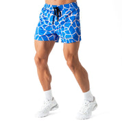 MUAY THAI SHORTS (MID THIGH CUT) - BLUE GIRAFFE