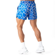 MUAY THAI SHORTS (MID THIGH CUT) - BLUE GIRAFFE