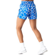 MUAY THAI SHORTS (MID THIGH CUT) - BLUE GIRAFFE