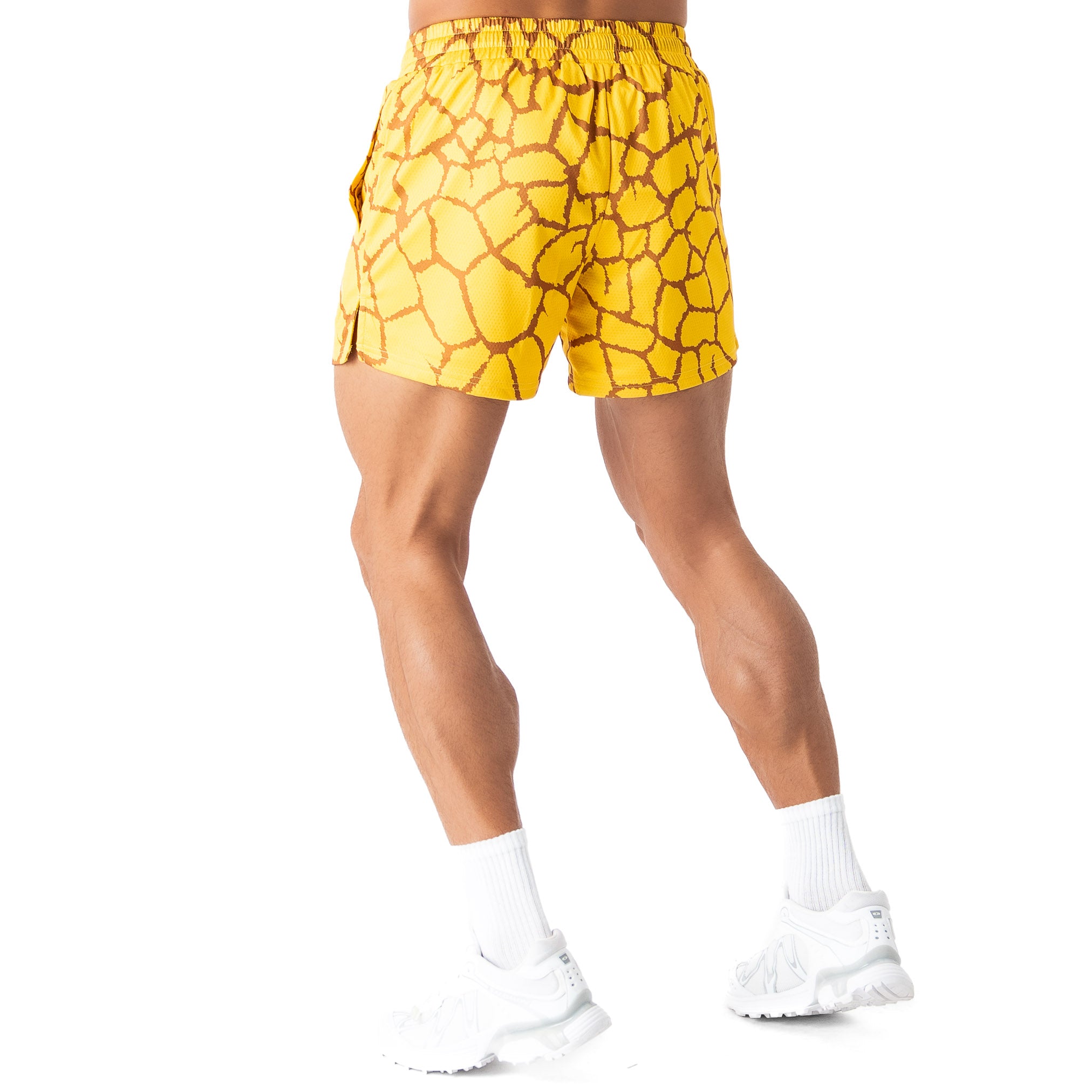 MUAY THAI SHORTS (MID THIGH CUT) - YELLOW GIRAFFE