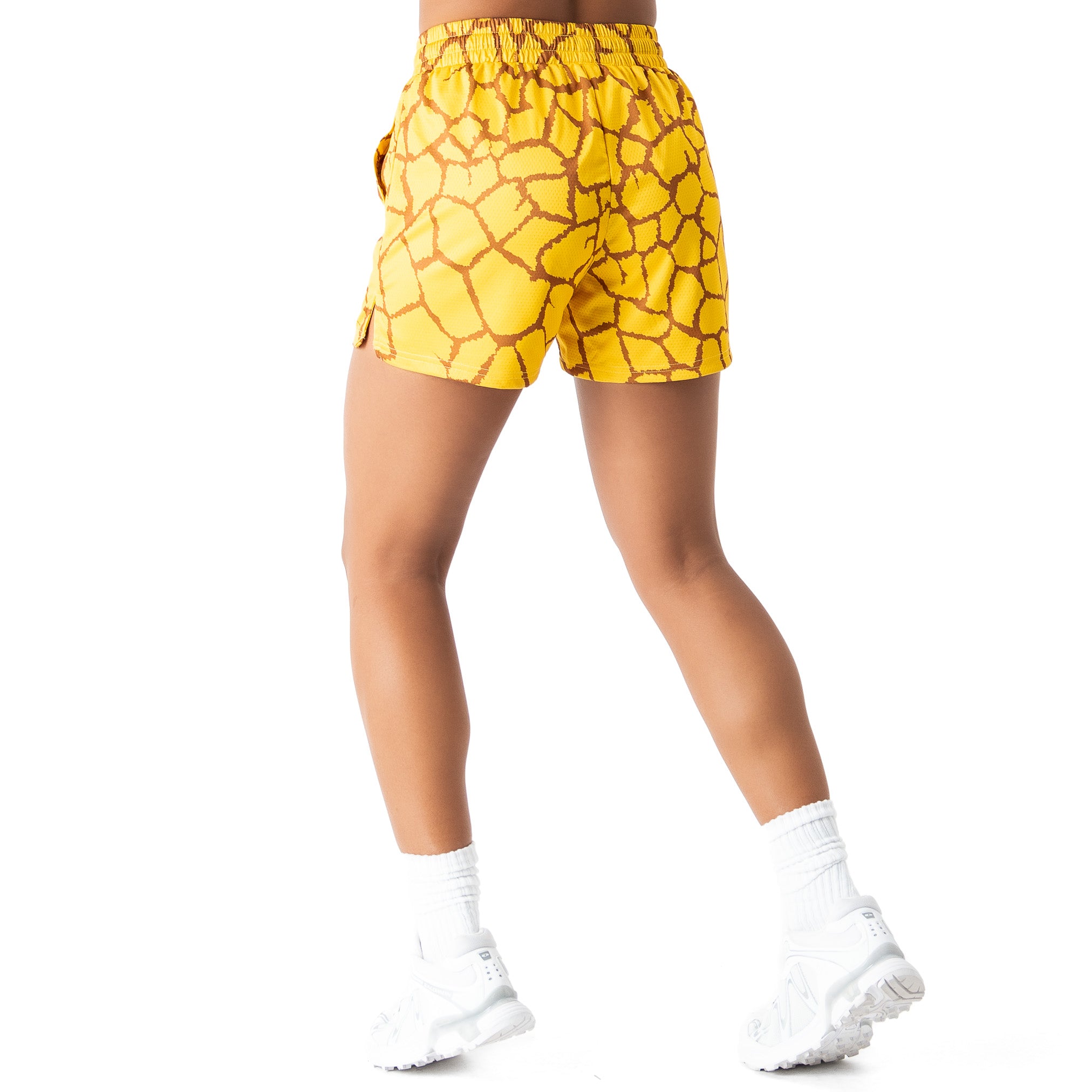 MUAY THAI SHORTS (MID THIGH CUT) - YELLOW GIRAFFE