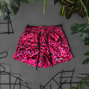 MUAY THAI SHORTS (MID THIGH CUT) - PINK LEOPARD