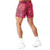 MUAY THAI SHORTS (MID THIGH CUT) - PINK LEOPARD