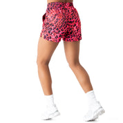 MUAY THAI SHORTS (MID THIGH CUT) - PINK LEOPARD