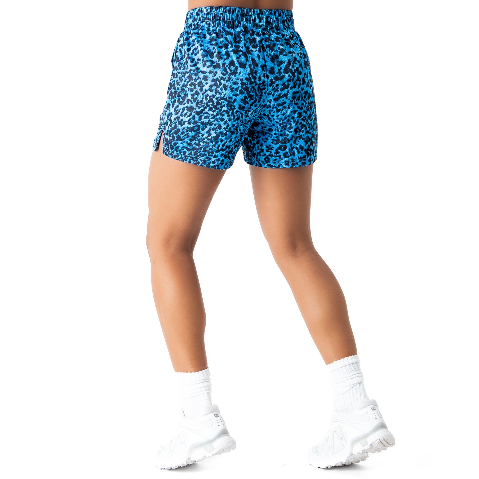MUAY THAI SHORTS (MID THIGH CUT) - BLUE LEOPARD