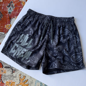 MUAY THAI SHORTS (MID THIGH CUT) BANDANA - BLACKOUT