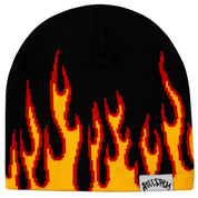 FLAME SKULL CAP BEANIE - BLACK / YELLOW