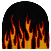 FLAME SKULL CAP BEANIE - BLACK / YELLOW