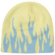 FLAME SKULL CAP BEANIE - YELLOW / BLUE