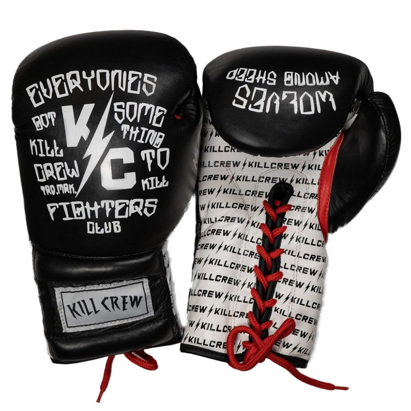 LACE UP BOXING GLOVES - BLACK