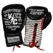 LACE UP BOXING GLOVES - BLACK