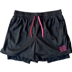 TRAINING SHORT WITH LINER - BLACK / PINK