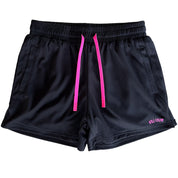 SIMPLE MUAY THAI SHORTS (MID THIGH CUT) - BLACK / PINK