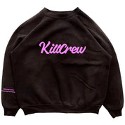 OVERSIZED LUX "SCRIPT" CREW NECK - BLACK / PINK