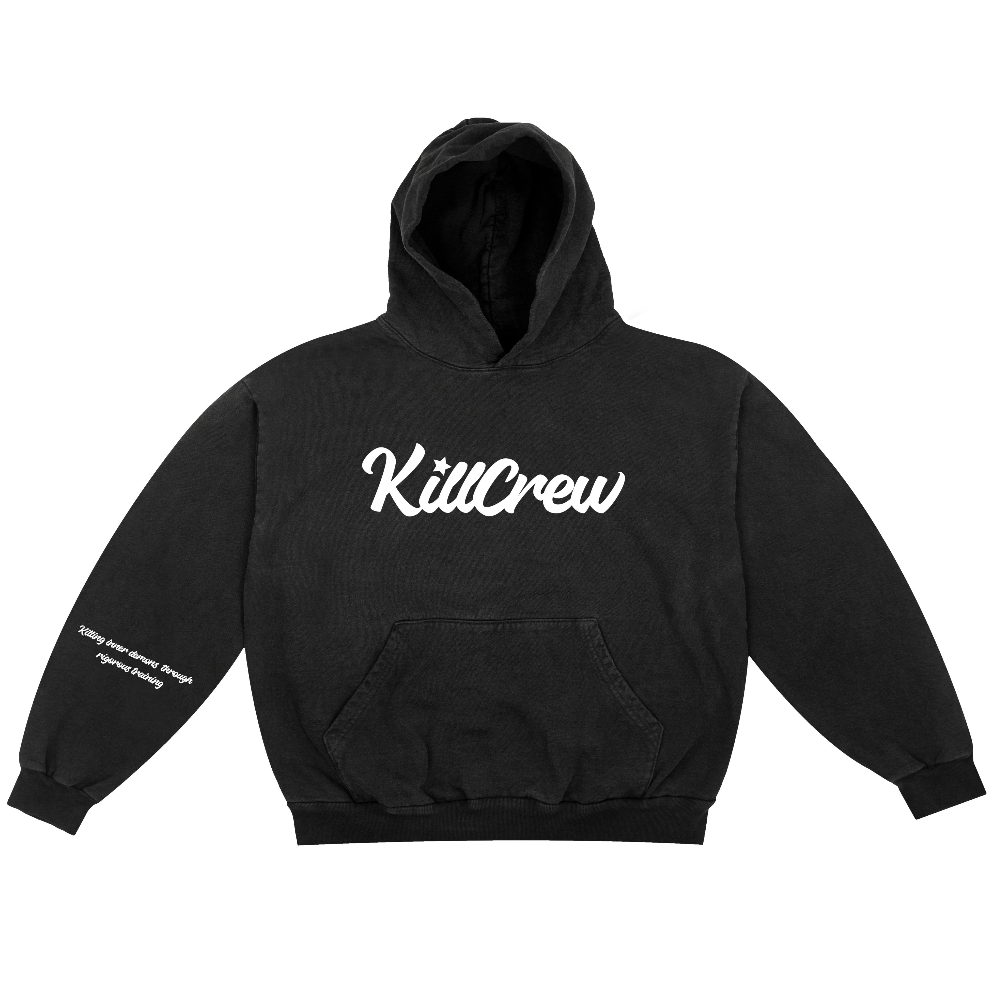 OVERSIZED LUX "SCRIPT" HOODIE - BLACK / WHITE