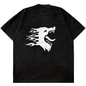 OVERSIZED WAR WOLF T-SHIRT - BLACK / WHITE