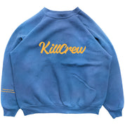 OVERSIZED LUX "SCRIPT" CREW NECK - BLUE / GOLD