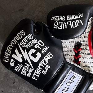 LACE UP BOXING GLOVES - BLACK