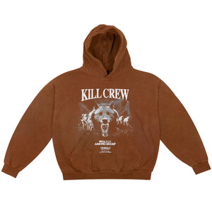 OVERSIZED LUX MIDST OF WOLVES HOODIE - BROWN