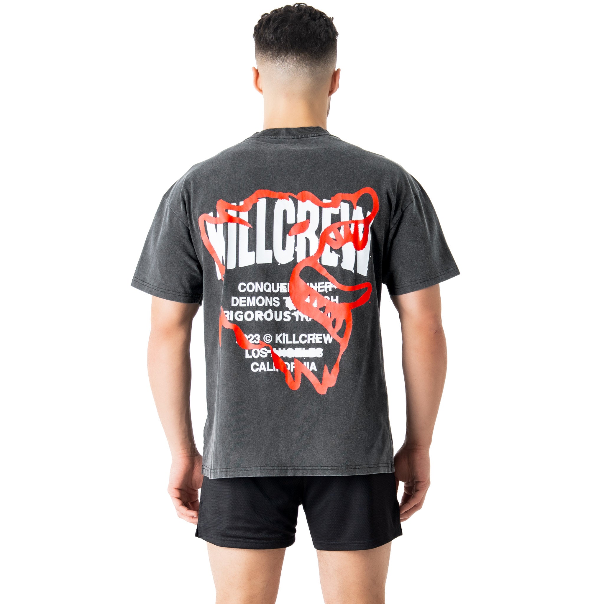 RELAXED FIT LUX CONQUER INNER DEMONS T-SHIRT - BLACK / RED