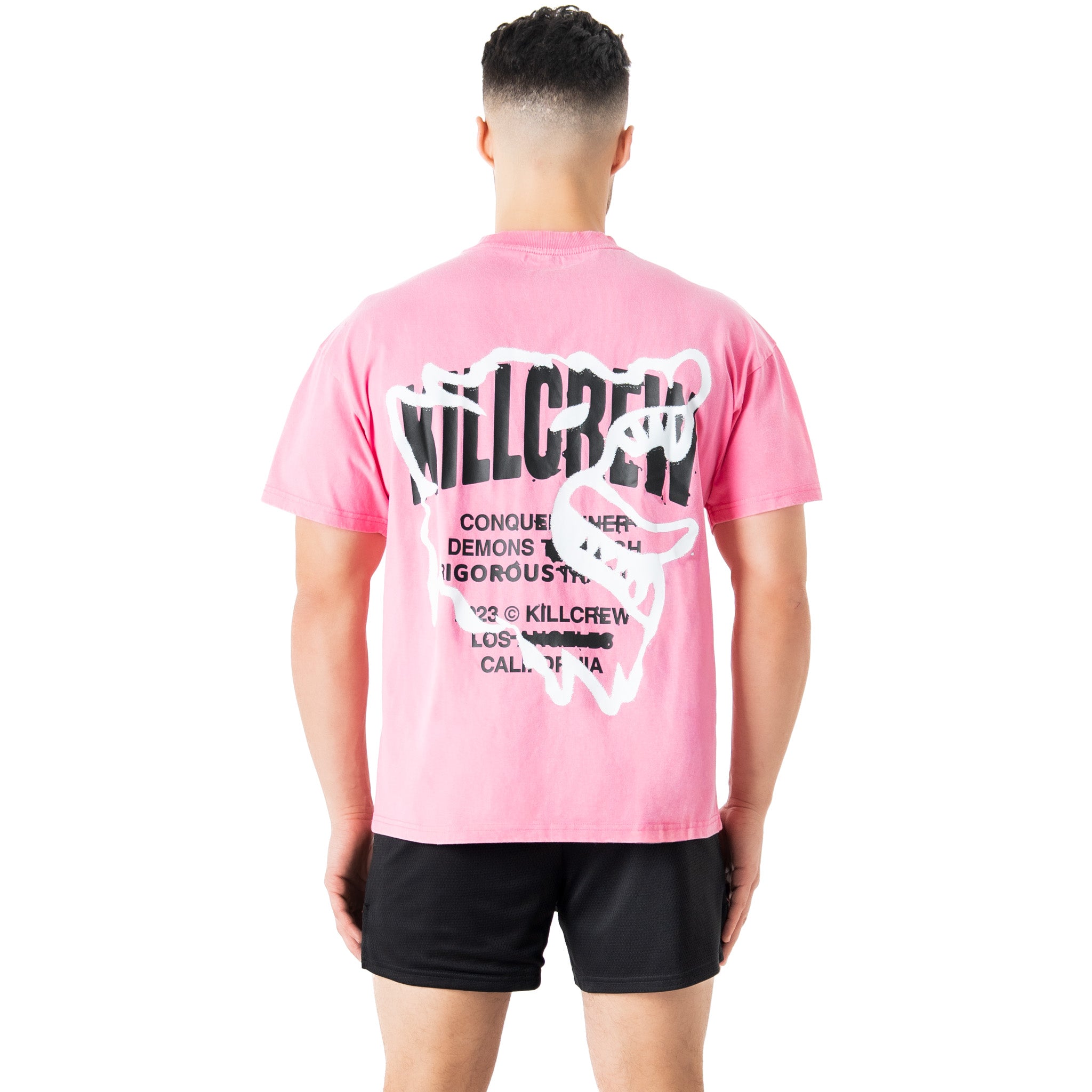 RELAXED FIT LUX CONQUER INNER DEMONS T-SHIRT - PINK / WHITE