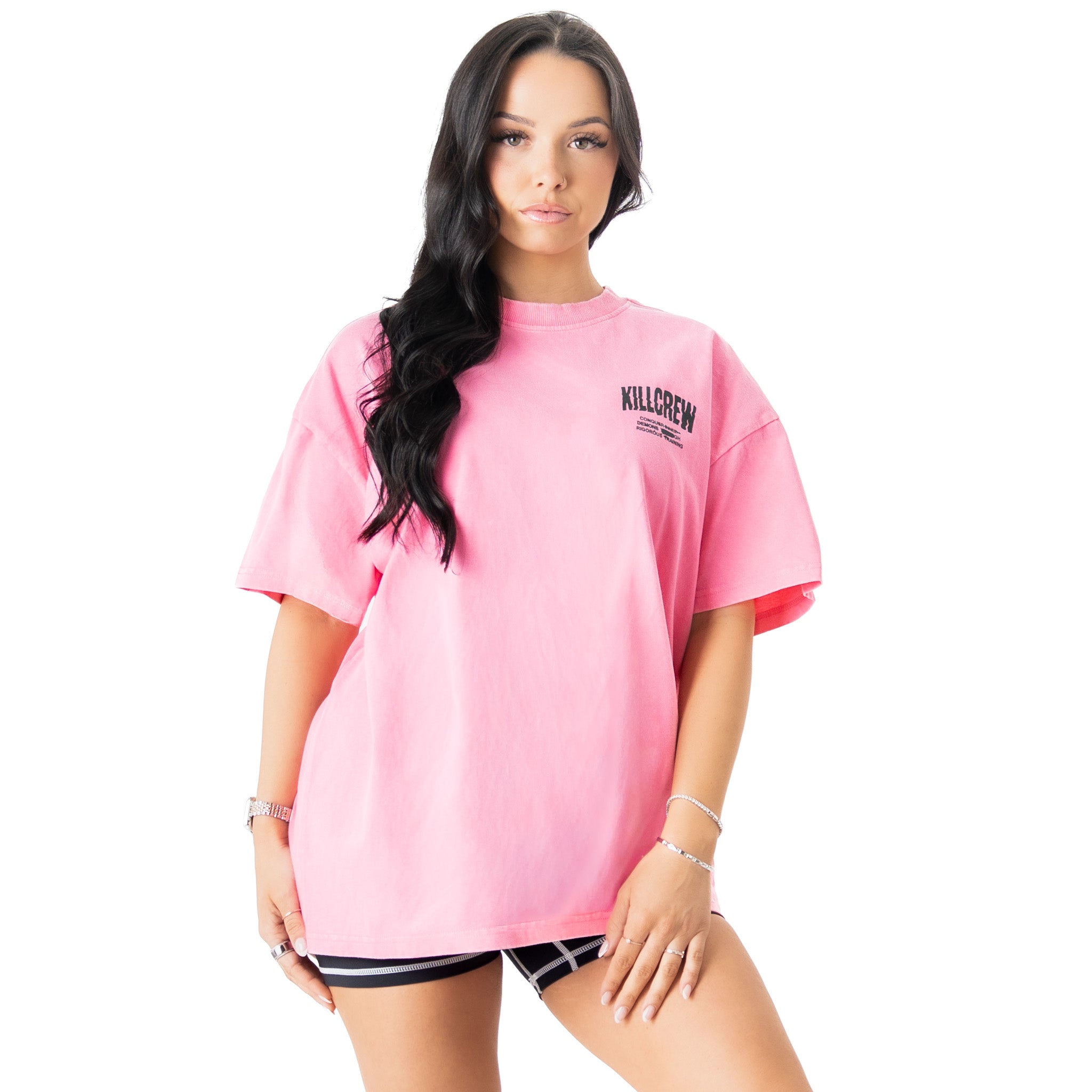 RELAXED FIT LUX CONQUER INNER DEMONS T-SHIRT - PINK / WHITE