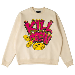 OVERSIZED LUX "HAPPY PILLS" CREW NECK - CREAM