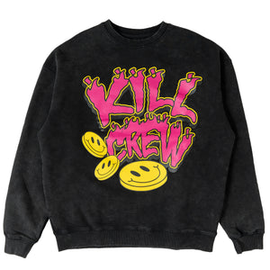 OVERSIZED LUX "HAPPY PILLS" CREW NECK - BLACK