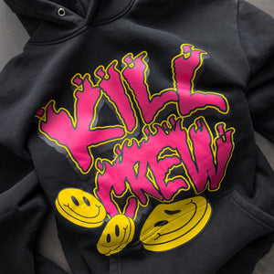 OVERSIZED LUX "HAPPY PILLS" HOODIE - BLACK