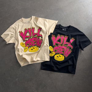 OVERSIZED "HAPPY PILLS" T-SHIRT - BLACK