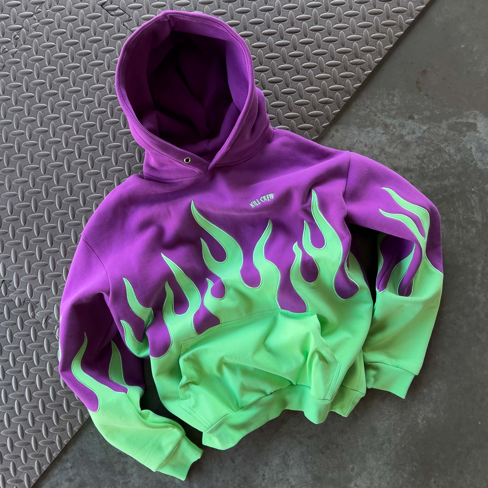 OVERSIZED PREMIUM HEATER HOODIE PURPLE GREEN Kill Crew