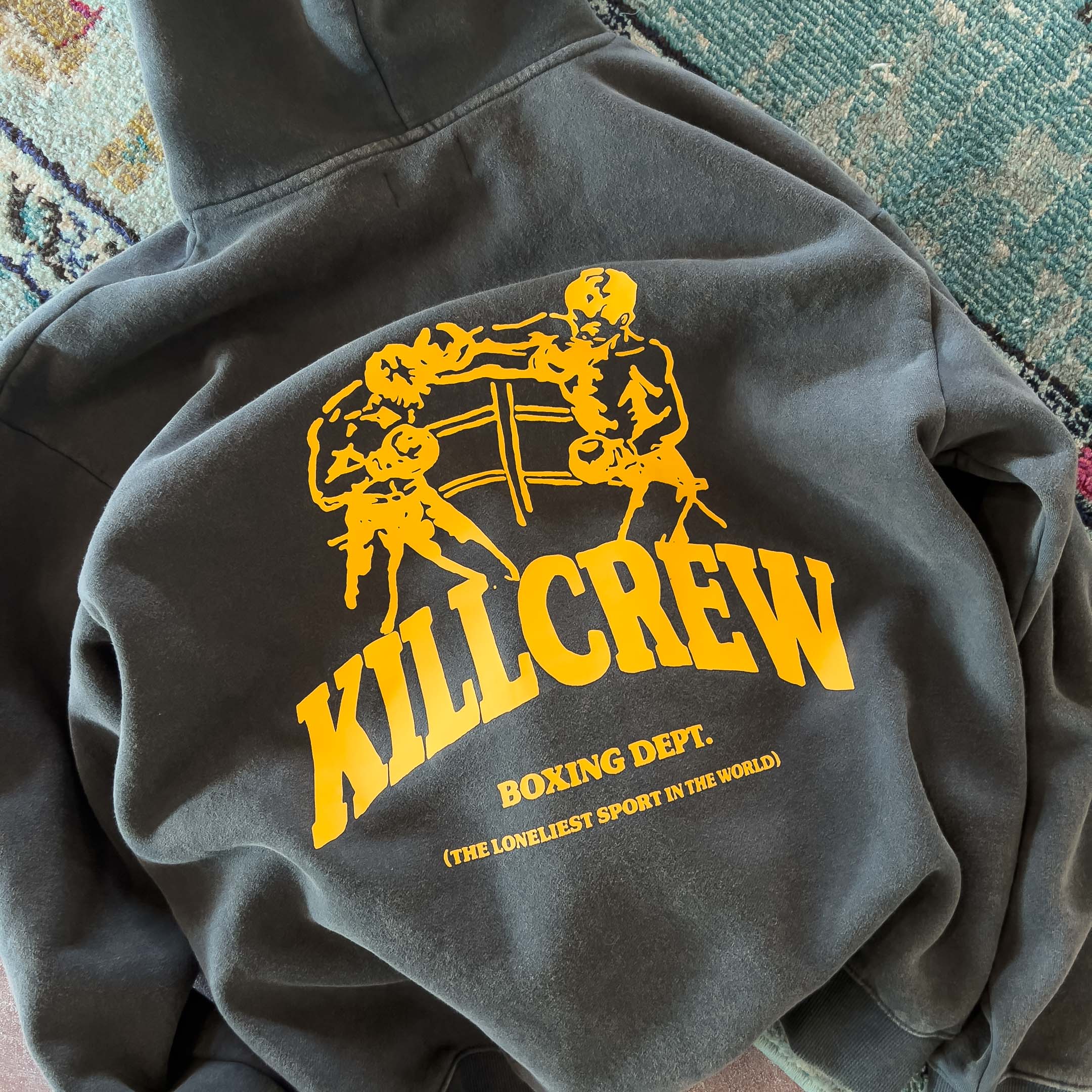 OVERSIZED LUX BOXING DEPARTMENT HOODIE - GUNMETAL / GOLD – Kill Crew