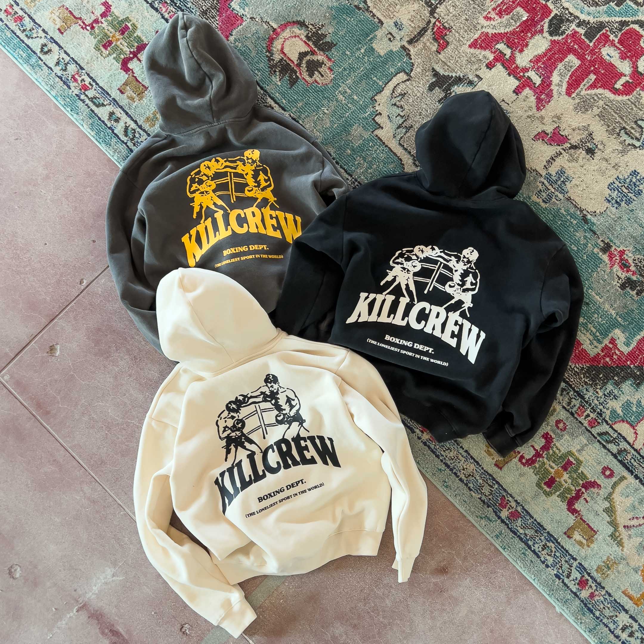 OVERSIZED LUX BOXING DEPARTMENT HOODIE - BLACK / WHITE