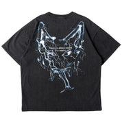 RELAXED FIT LUX "LIGHTNING" T-SHIRT - BLACK