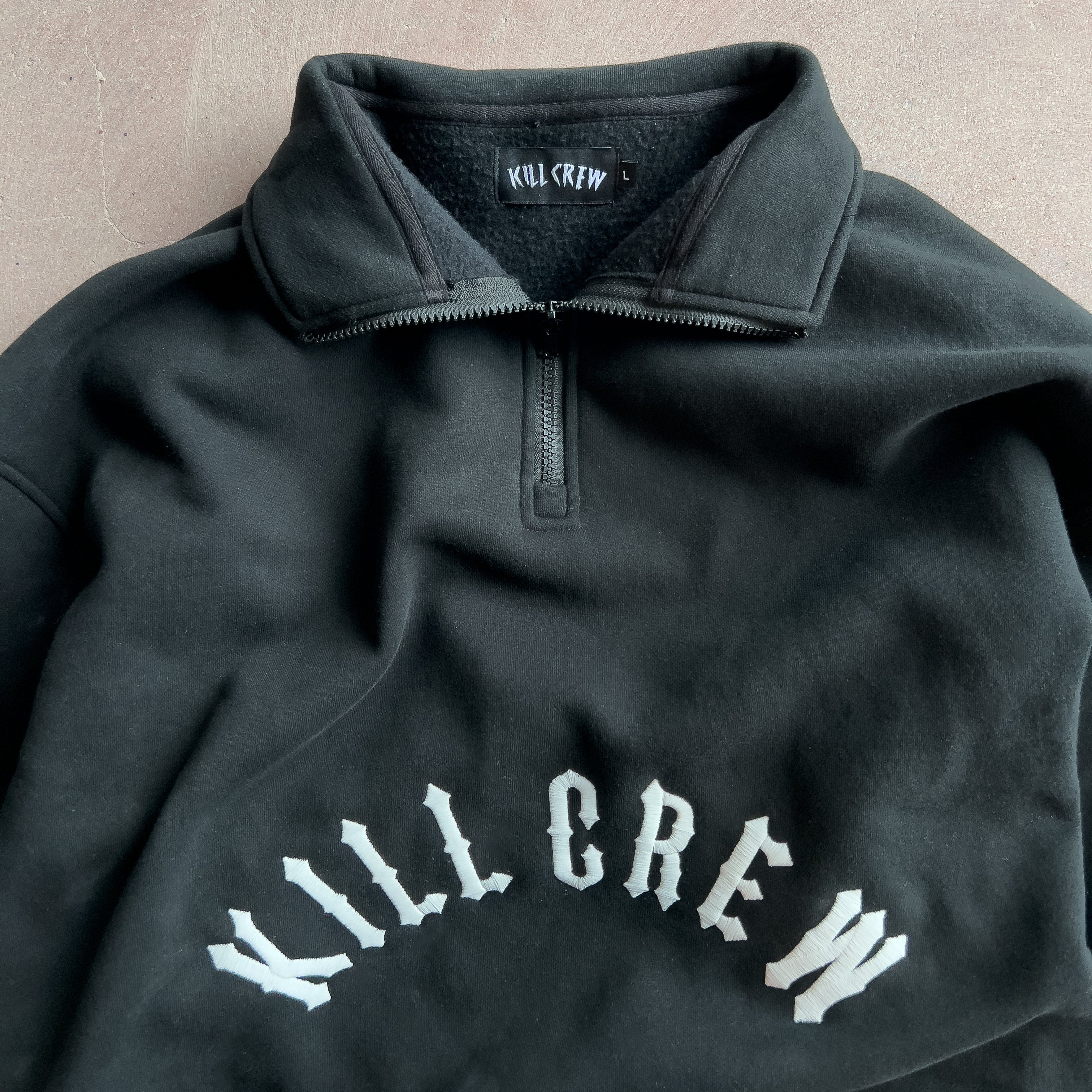 KILL CREW LUX QUARTER ZIP UP - BLACK / WHITE – Kill Crew