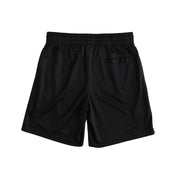 RELAXED CUT EMBROIDERED FLAG SHORTS - BLACK