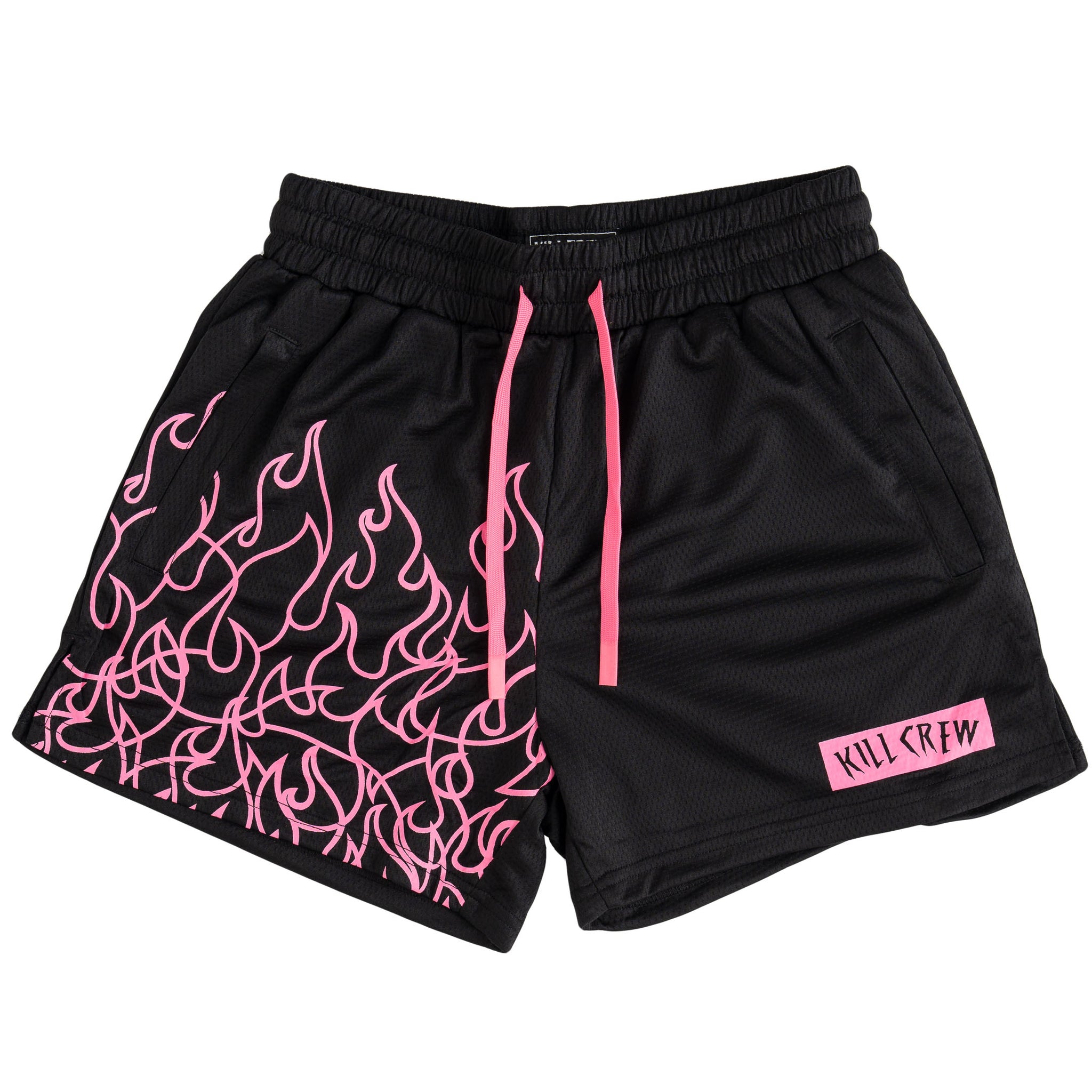 MUAY THAI FLAME SHORTS (MID THIGH CUT) BLACK PINK – Kill Crew