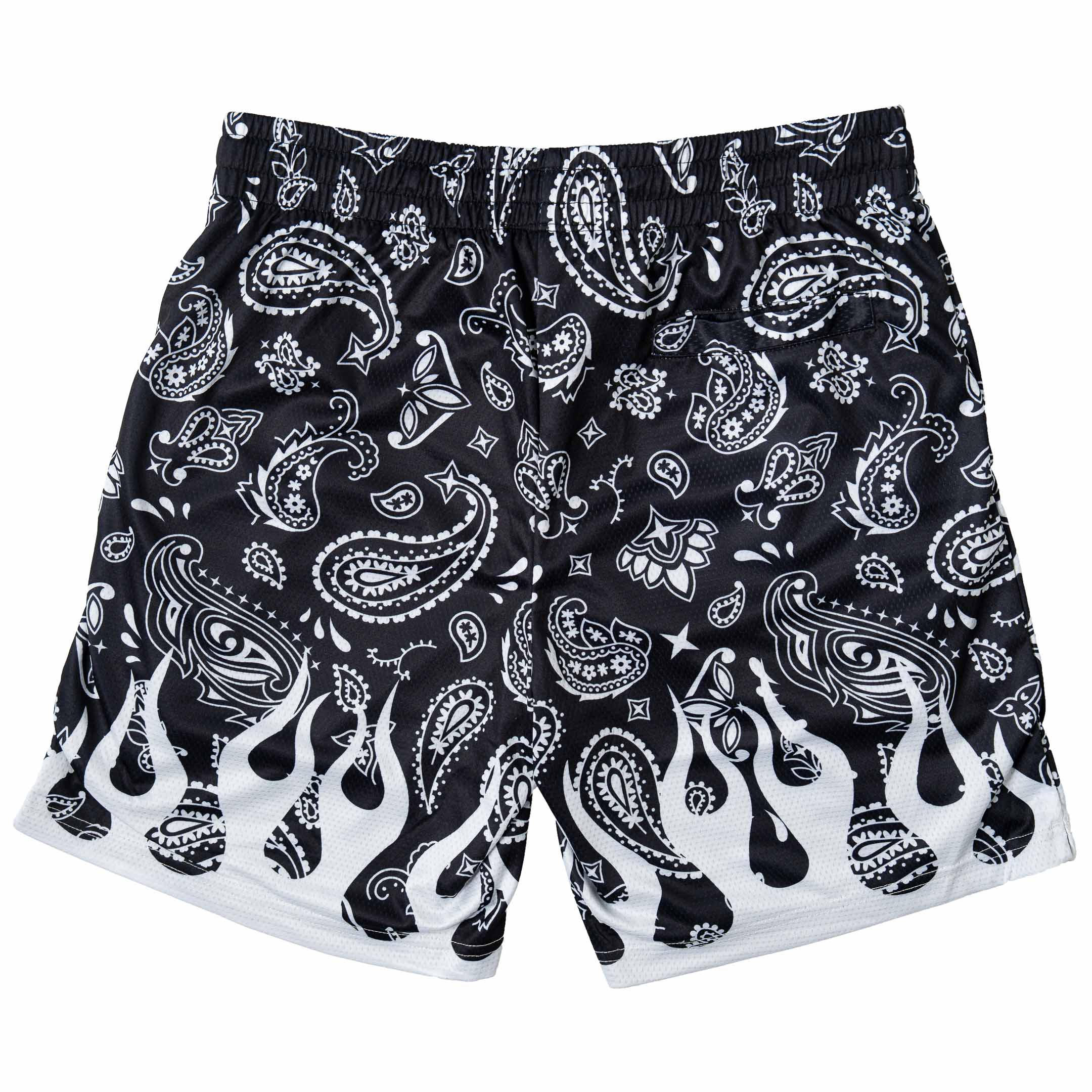 RELAXED CUT SHORTS BANDANA FLAME - BLACK / WHITE – Kill Crew