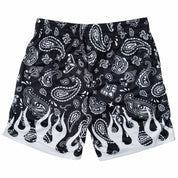 BANDANA FLAME SHORT (REGULAR CUT) - BLACK / WHITE