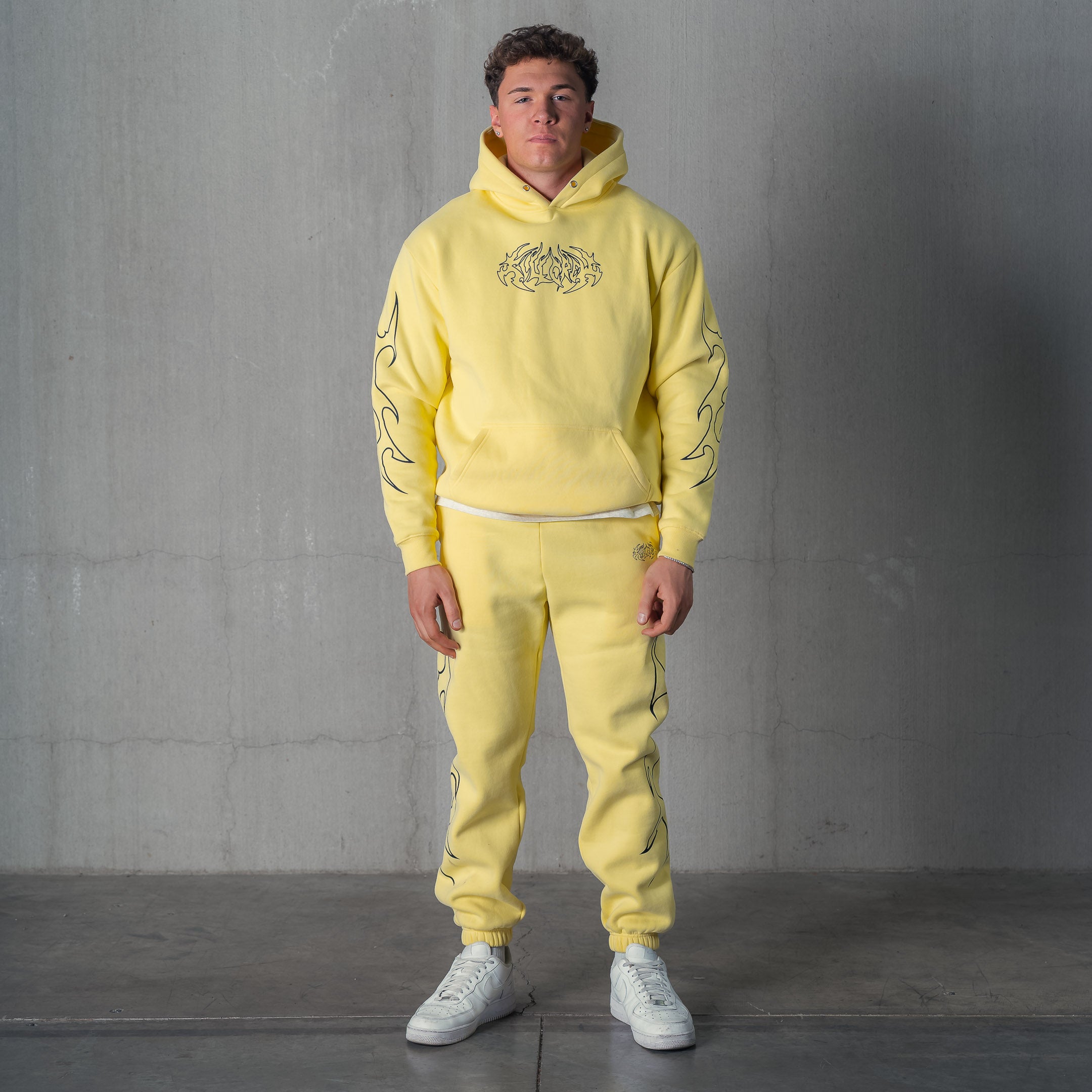 OVERSIZED LUX "TRIBAL" HOODIE - YELLOW / BLACK