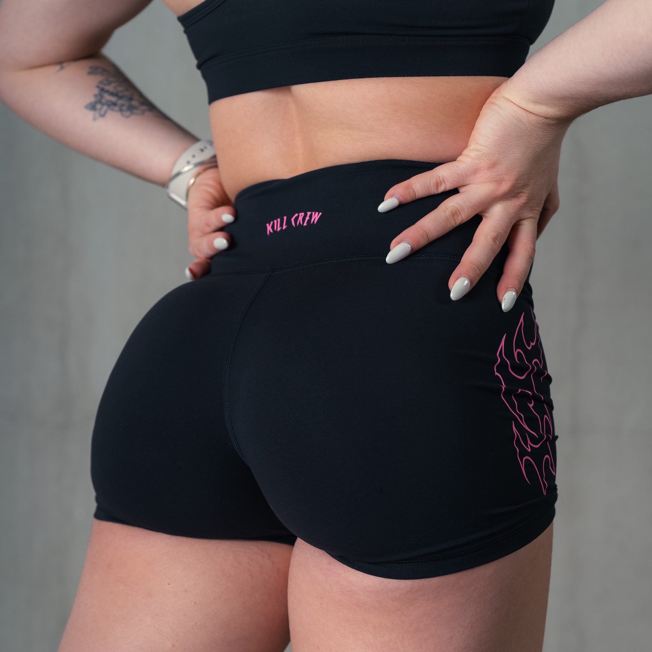 TRIBAL BIKER SHORTS - BLACK / PINK – Kill Crew